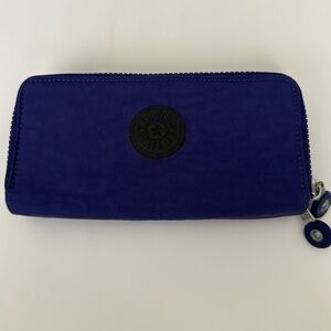KIPLING Blue Large Zippered Wallet with Multiple Compartments